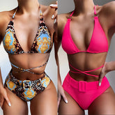 Leopard Print Halter Neck Bikini Set